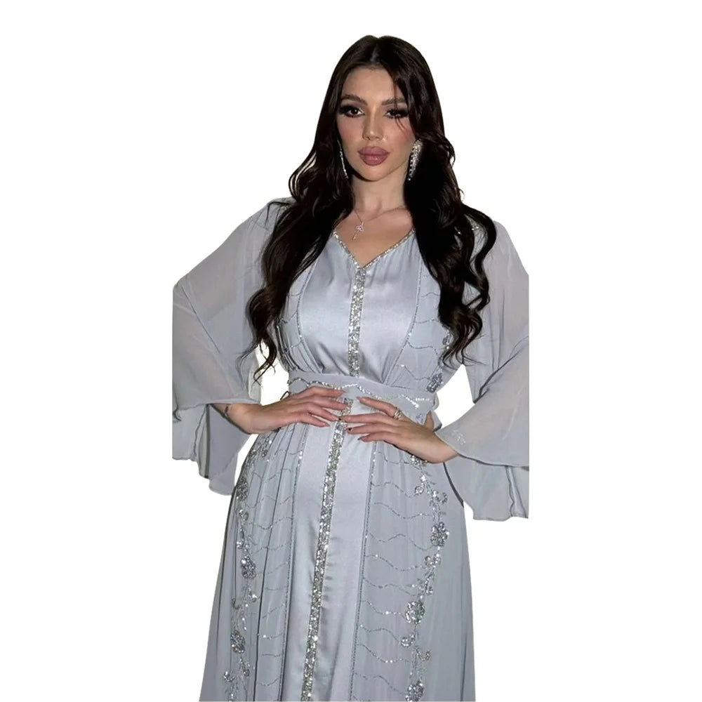 Embellished Chiffon Jalabiya Dress Set for Women