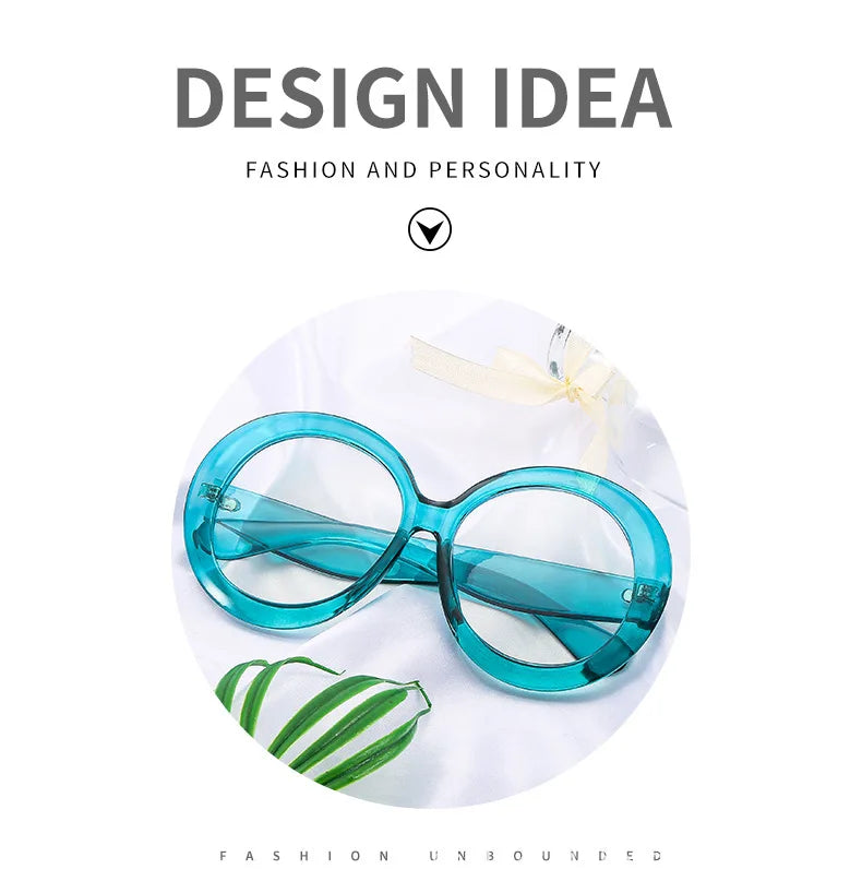 Fashionable Blue Light Round Frame Reading Glasses for Women
