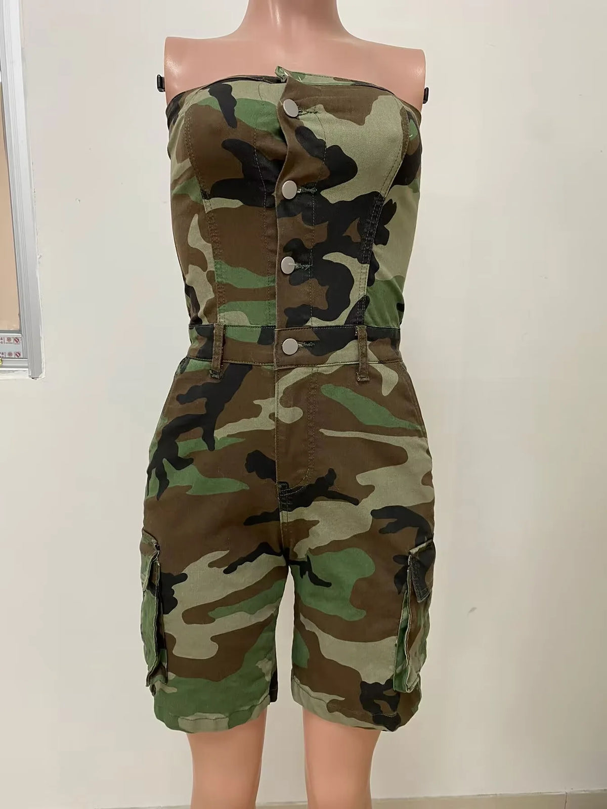 Camouflage Lace Trim Slim Fit Jumpsuit Romper for Women