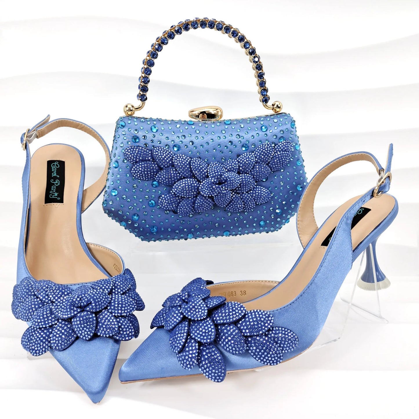 Italian Design Silver Glitter Fabric Fashionable And Exquisite Shoes And Bag Comfortable To Wear Shallow Pointy Toe Stiletto