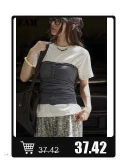 [EAM]  Women Black Cross Bandage Short Blazer New Lapel Long Sleeve Loose Fit  Jacket Fashion Tide Spring Autumn 2025 1T126
