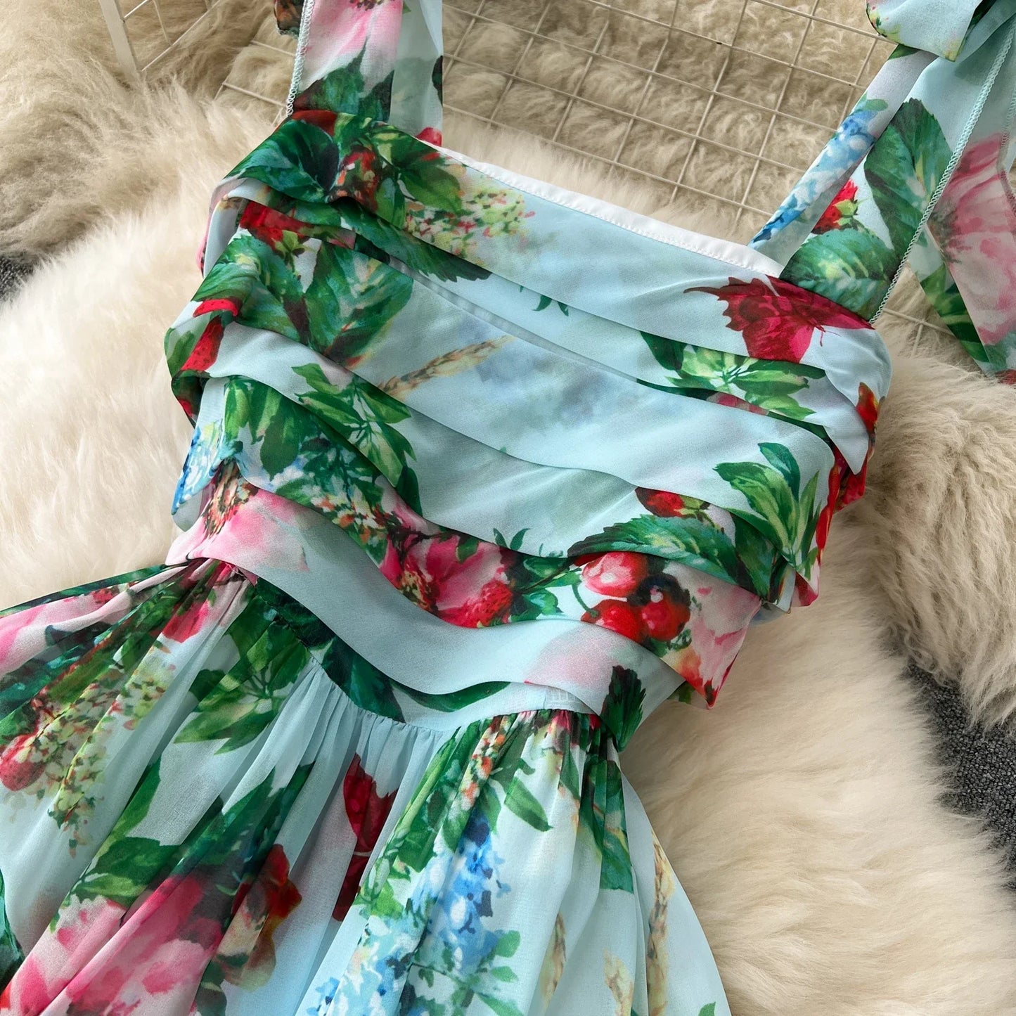 Elegant Floral Off Shoulder A Line Dress for Women
