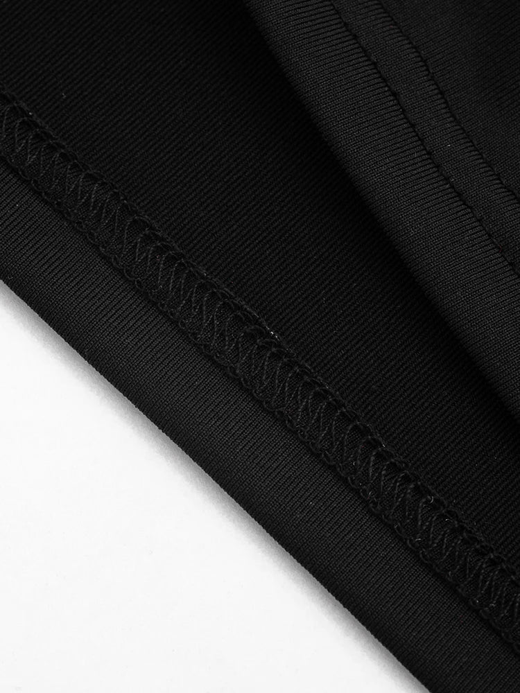Metal Chain Detail O Neck Side Hollow Mini Dress for Women