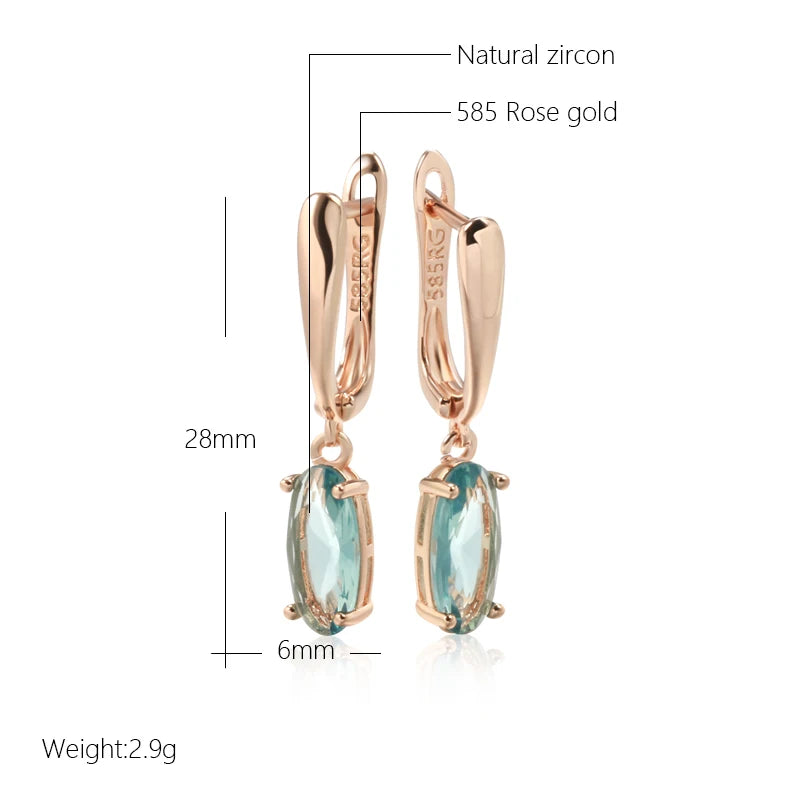 Green Zircon Antique Gold Tone Drop Earrings for Women