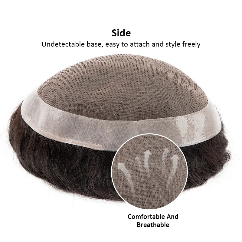 Natural Hairline Human Hair Toupee Hair System for Men