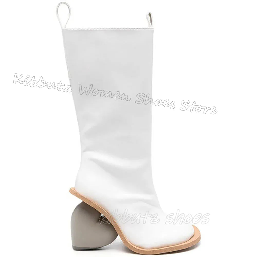 Heart Shaped Heels Knee High Boots