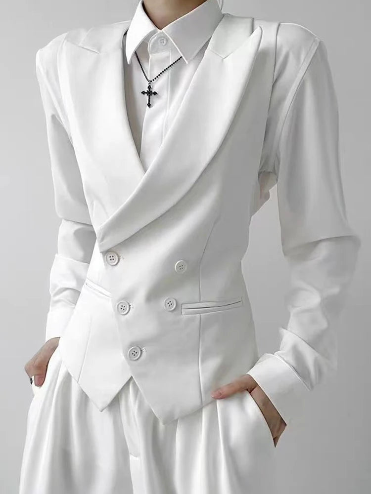 Slim Fit Black V-Neck Single Breasted Suit Vest for Women