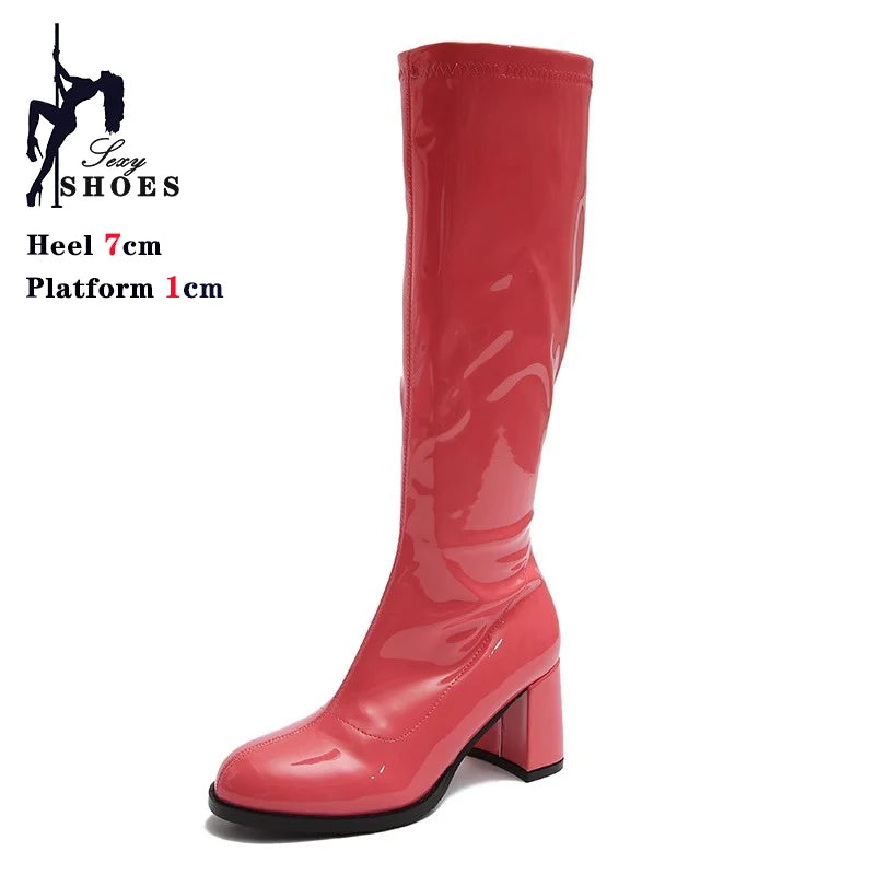 Elegant Shimmering Knee-High Go-Go Boots for Women