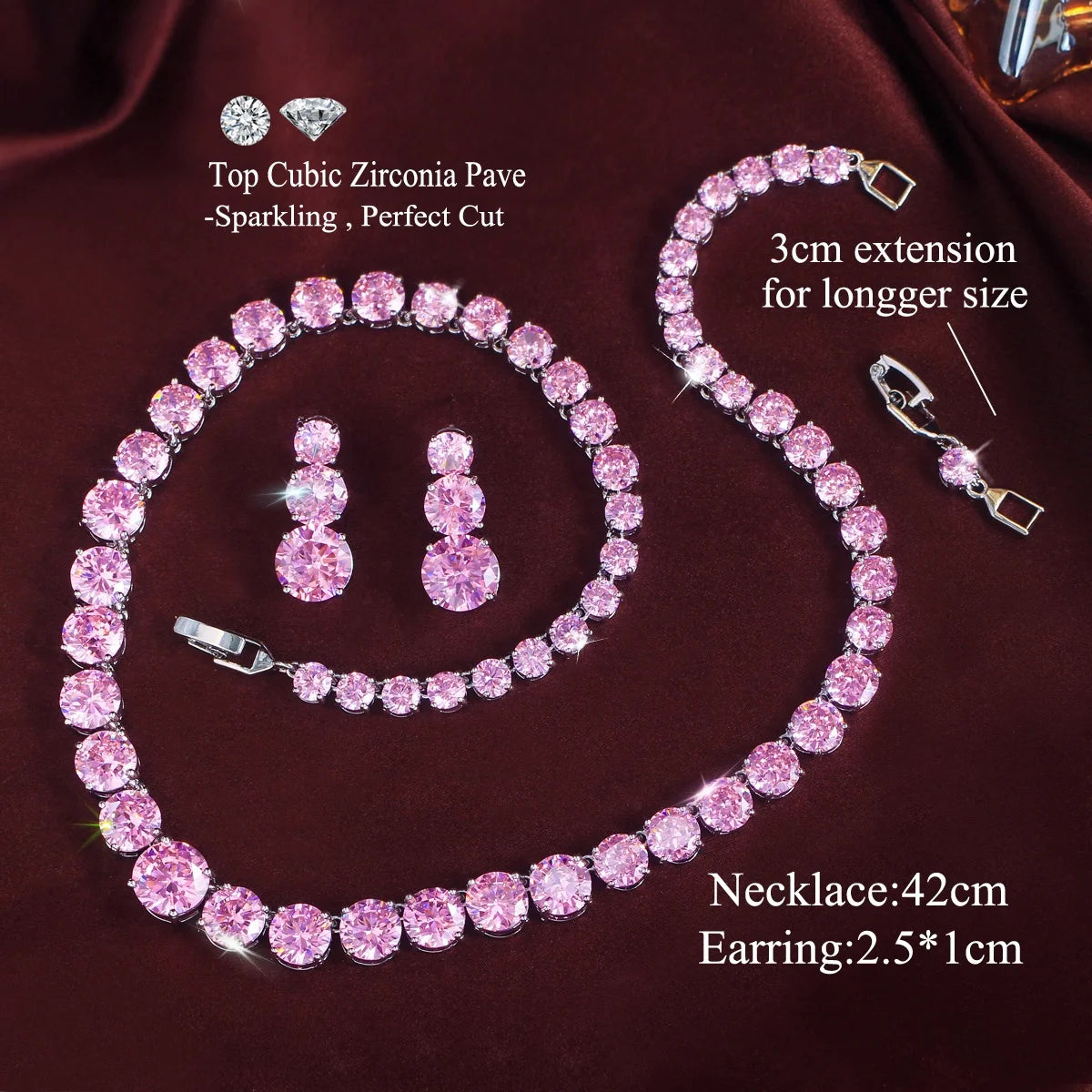Purple CZ Necklace And Earring Set