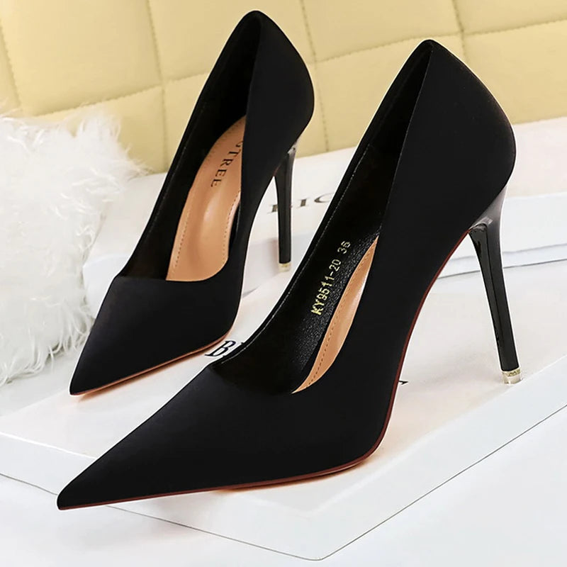 Elegant Purple Satin High Heel Stiletto Pumps for Women