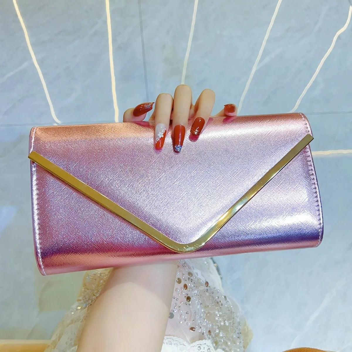 New Women's Envelope Evening Clutch Handbags Elegant Square Bridal Clutch Party Prom Wedding Purse Clutch Shoulder Bags Wallet