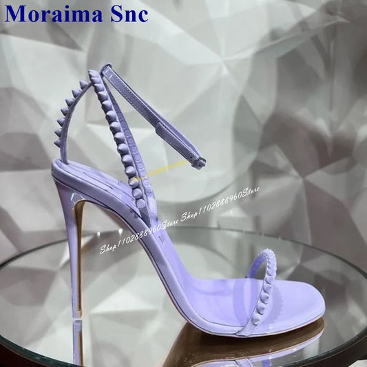 Purple Rivet Stiletto Sandals