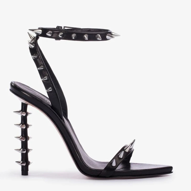 Pointed Toe Rivet Ankle Strap Stiletto Sandals for Women
