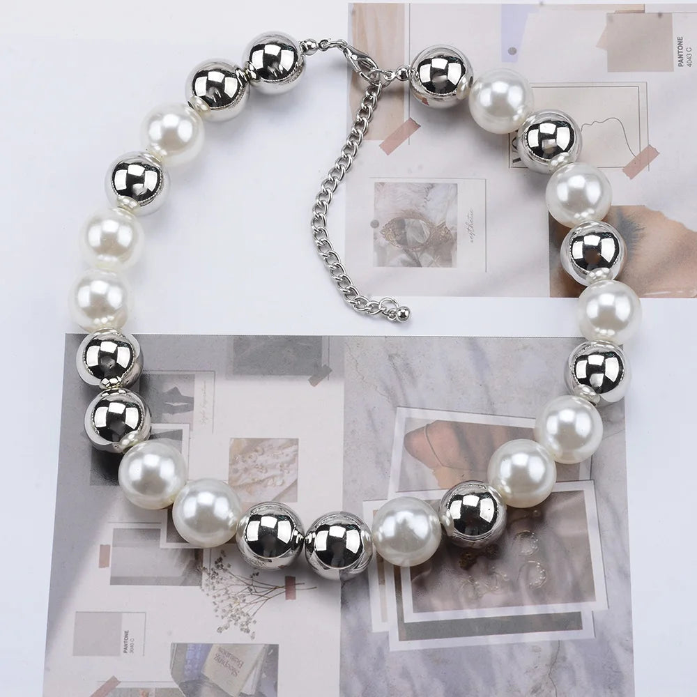 Double Layer Imitation Pearl Choker Necklace for Women