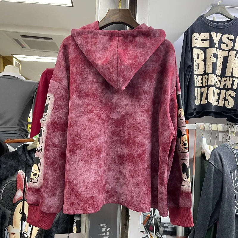 2025 Autumn Winter Heavy Industry Sequin Cartoon Loose Sudaderas Fashion Hoodie Women's Autumn Winter Hooded Pullover Sweatshirt