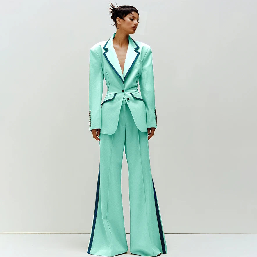 Tailored Notched Collar Two Piece Suit Set For Women