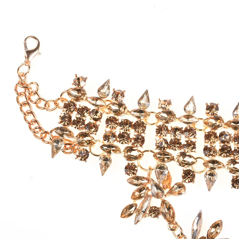 Champagne Crystal Rhinestone Choker Necklace for Women