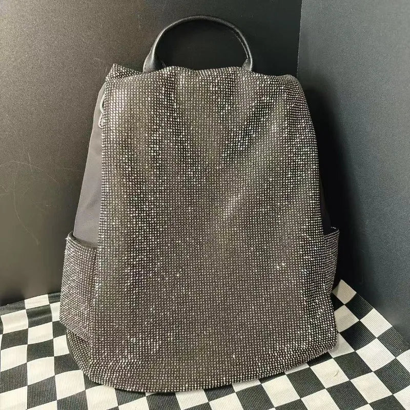 ABQP New Women's Diamond Backpack Large Capacity Women's Backpack Multifunctional Fashion Hot Diamond Casual Travel Backpack