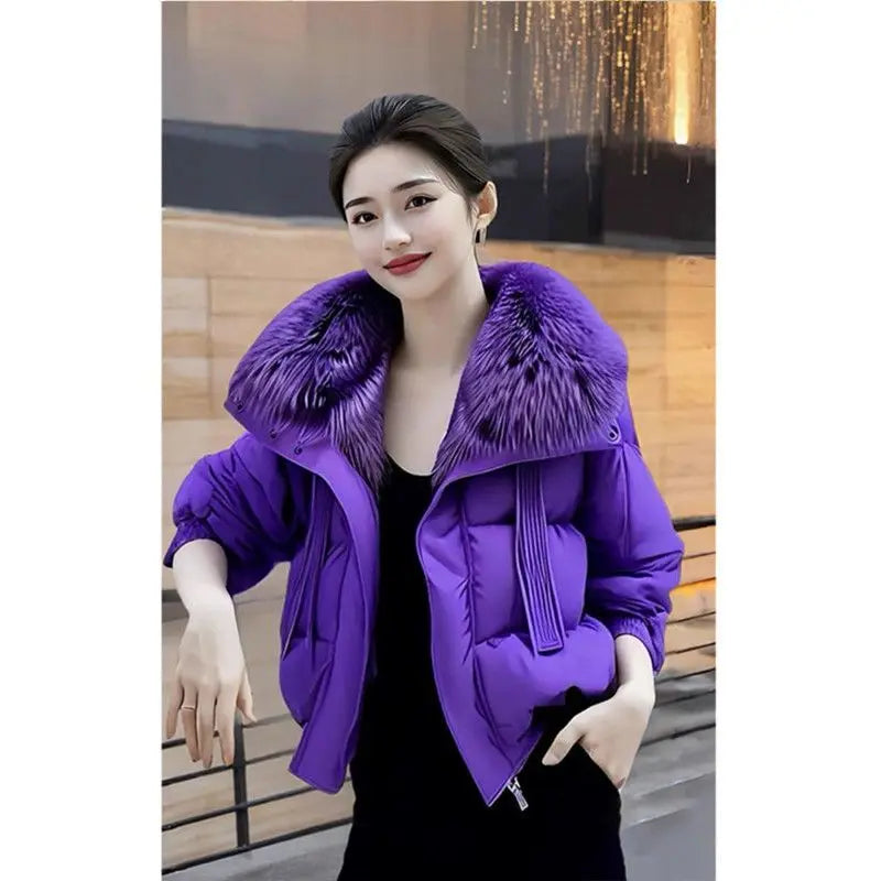 Casual Loose Fit Mao Collar Cotton Padded Coat for Women