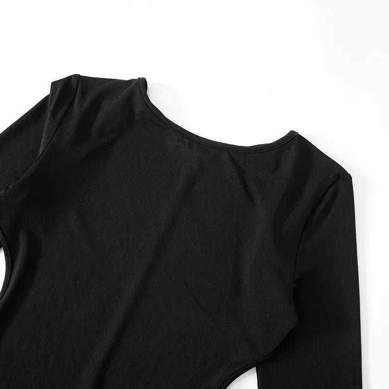 Sexy Open Back Black Satin Bodycon Dress for Women