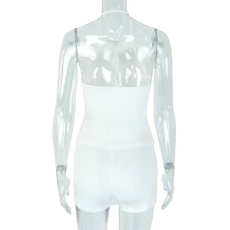 Halter Neck Bow Decoration Two Piece Set for Women