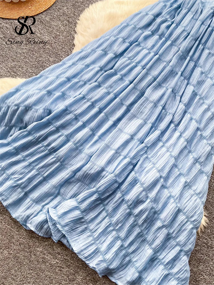 Backless Lace Up Summer A-Line Maxi Sundress for Women