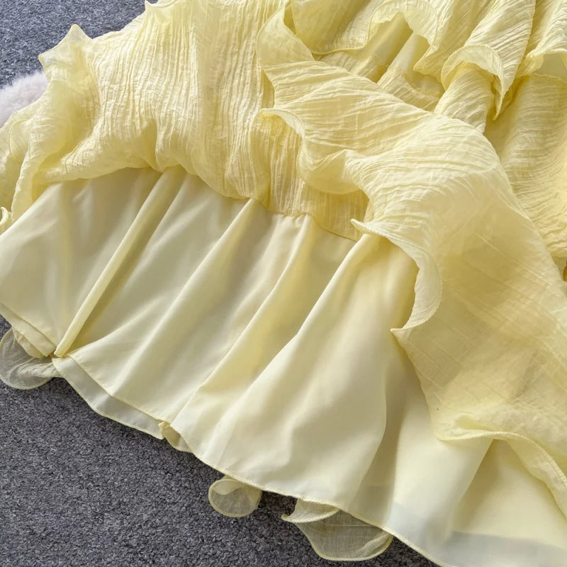 Sleeveless Halter Neck Ruffled Midi Dress for Women