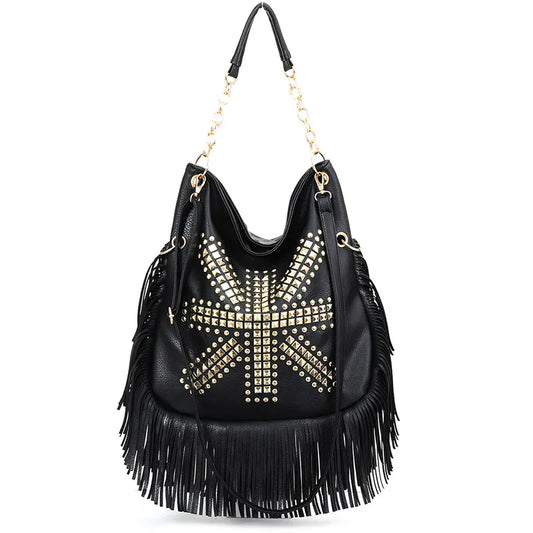 Rivet Tassel Chain Crossbody Bag