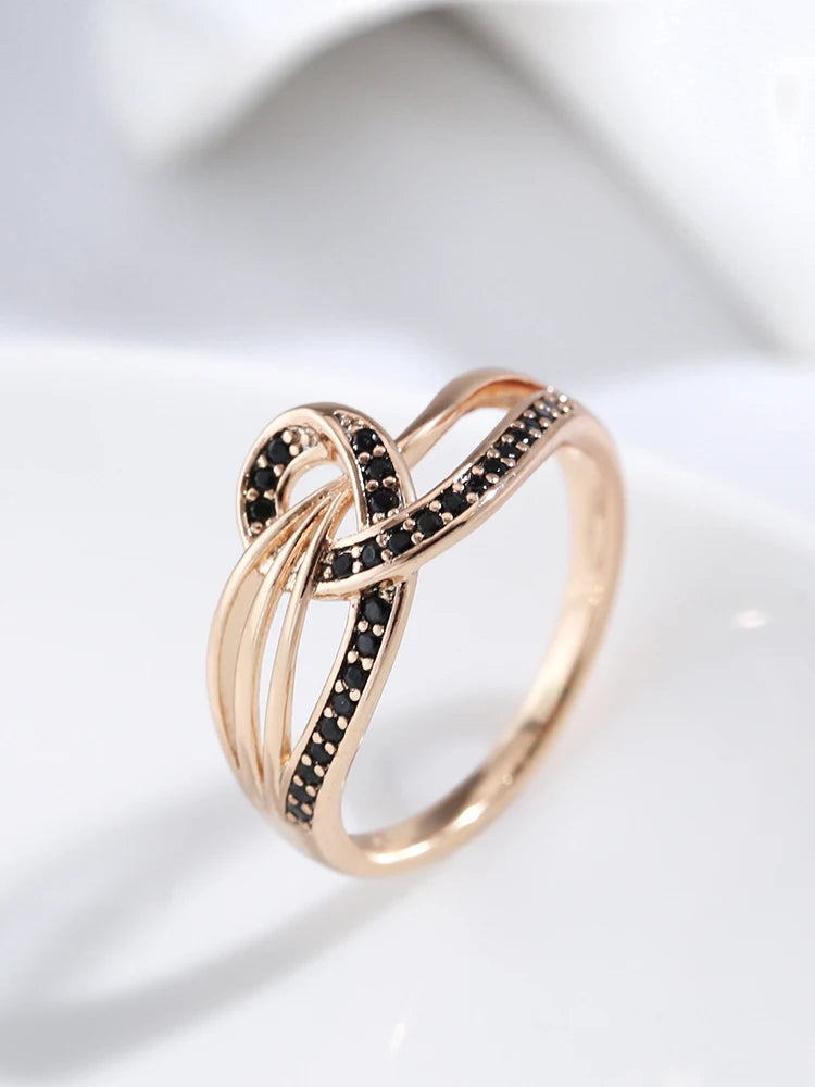 Rose Gold Black Zircon Cross Ring