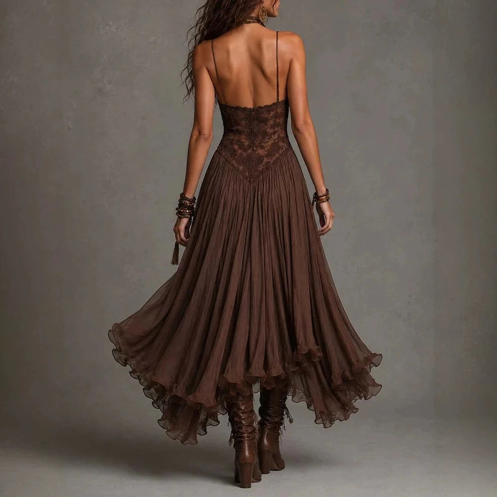 Boho Sheer Lace Midi Dress