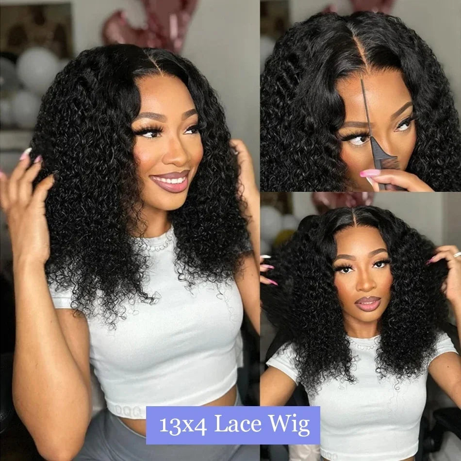 100% Curly Human Hair Glueless Wigs 13x6 Hd Lace Front Wig Jerry Burmese Curly Closure Frontal Short Bob Ready to Wear And Go
