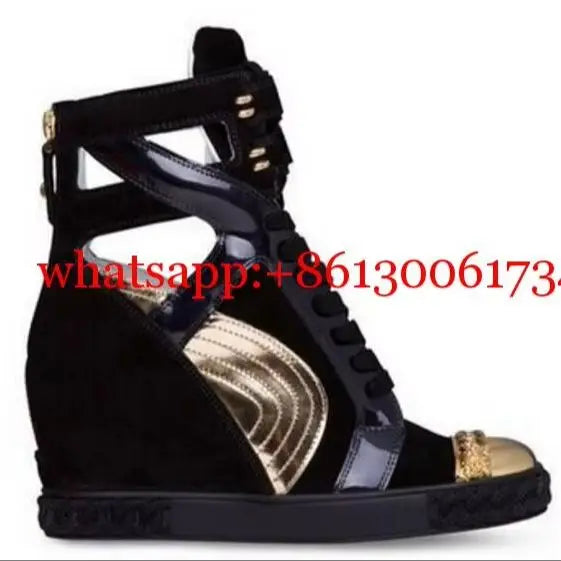 Black Suede Lace Up Ankle Boots With Gold Chain For Women