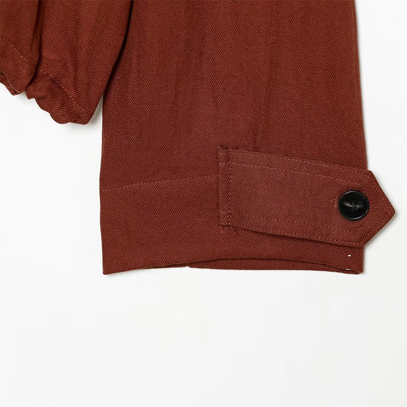 Casual Solid Loose Jacket Stand Collar With Big Pockets for Women