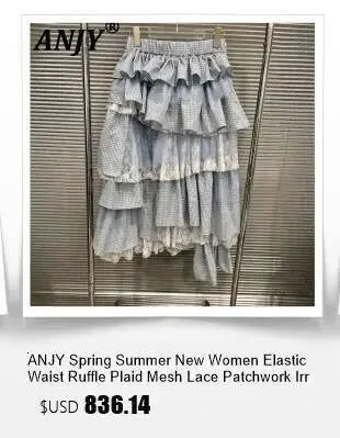 ANJY Summer New Women's Tide High Street Y2K Chic Trendy Sleeveless Halter Neck Backless Waist Cinching Zipper Denim Dress A8053