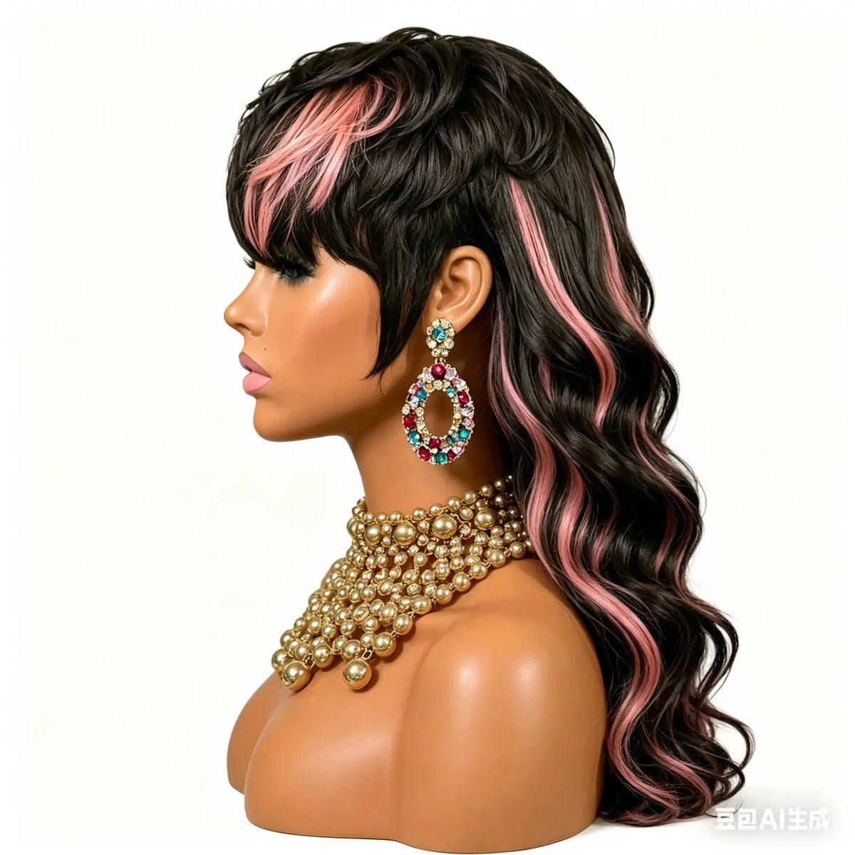 Layered Ombre Mullet Human Hair Wig With Bangs For Women