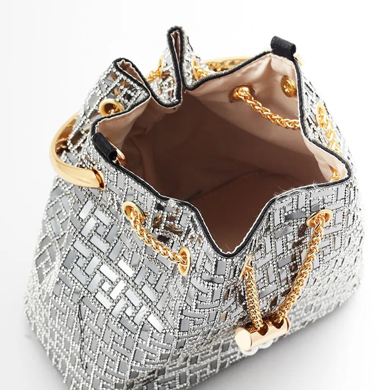 Rhinestone Evening Bucket Handbag