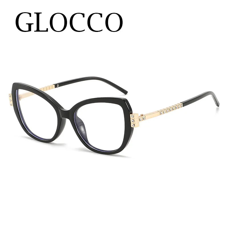 Black Cat Eye Rhinestone Anti Blue Light Reading Glasses for Women