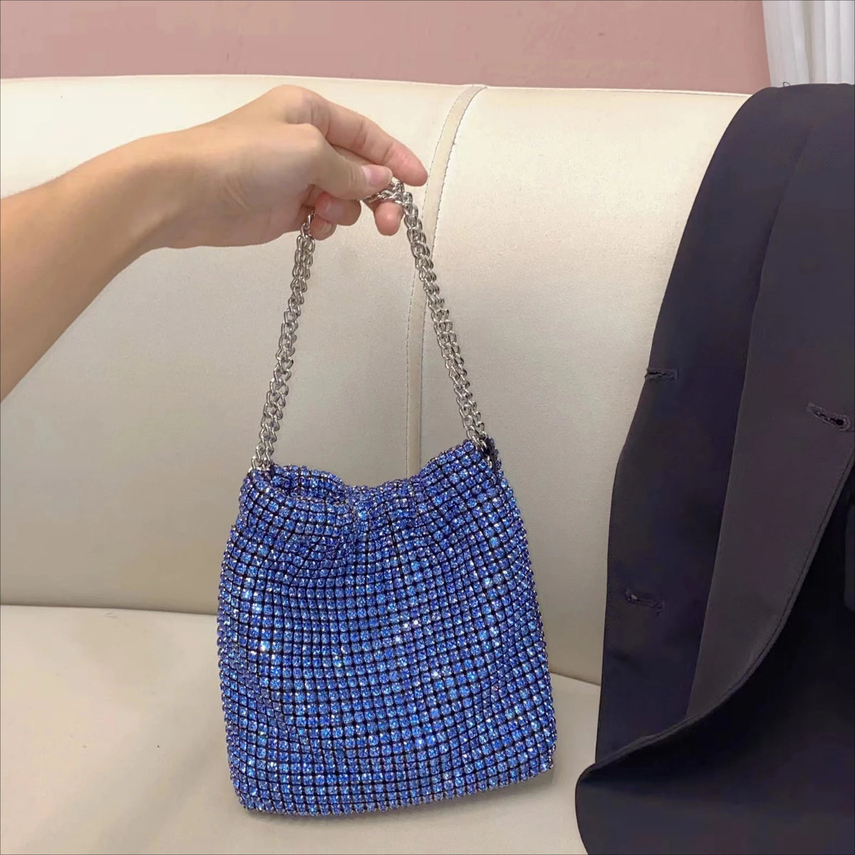 Diamond Encrusted Small Square Shoulder Bag for Women