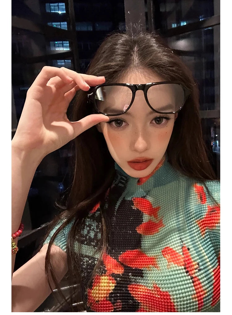 Women Bodycon T-Shirts Short Sleeve Tie Dye Tees Stretch Crop Tops Goblin Core 2000s Coquette Gyaru Aesthetic Kpop Kawaii Summe