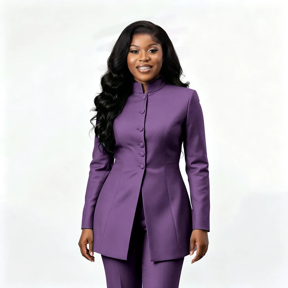 Smart Casual Two Piece Knit Blazer Set with Pants for Women