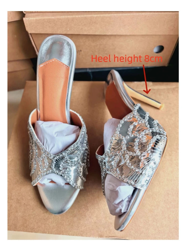 Luxurious Sparkling Fish Mouth Strap Sandals for Women
