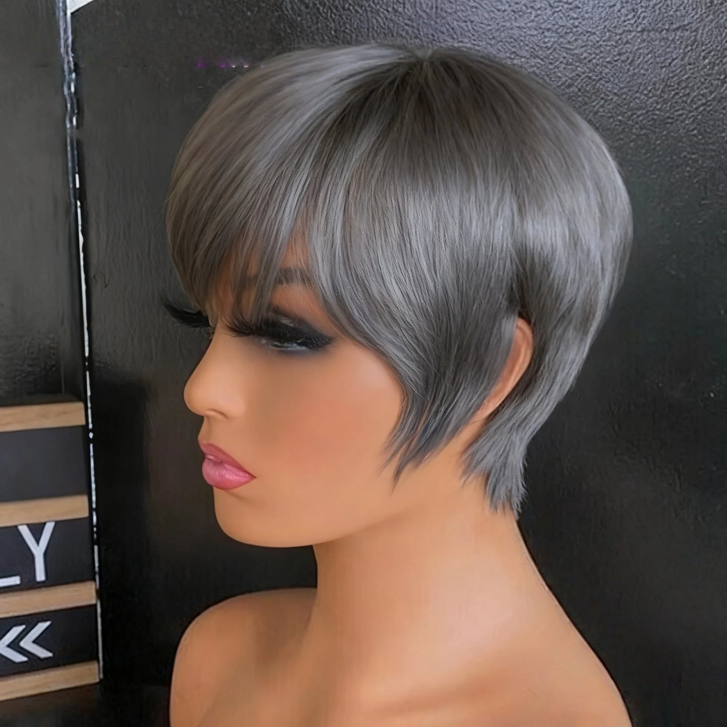 Straight Blonde Human Hair Wig With Bangs For Women