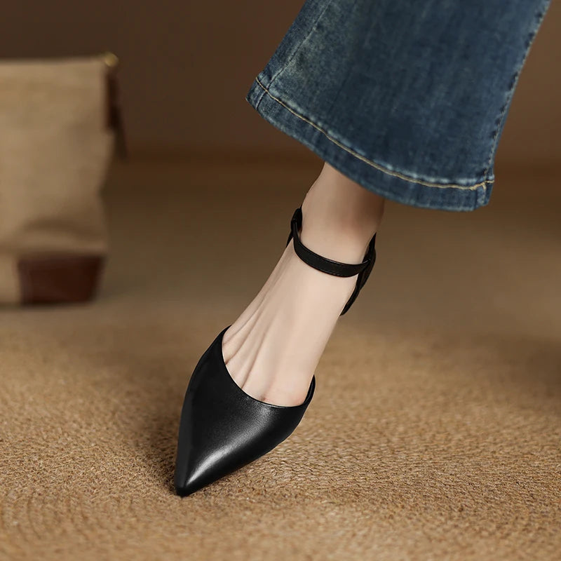 Genuine Leather Horsehair Detail Sandals for Women