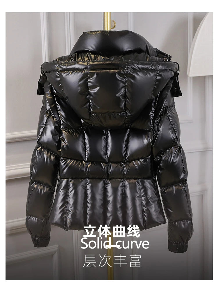 Glossy Hooded Down Jacket