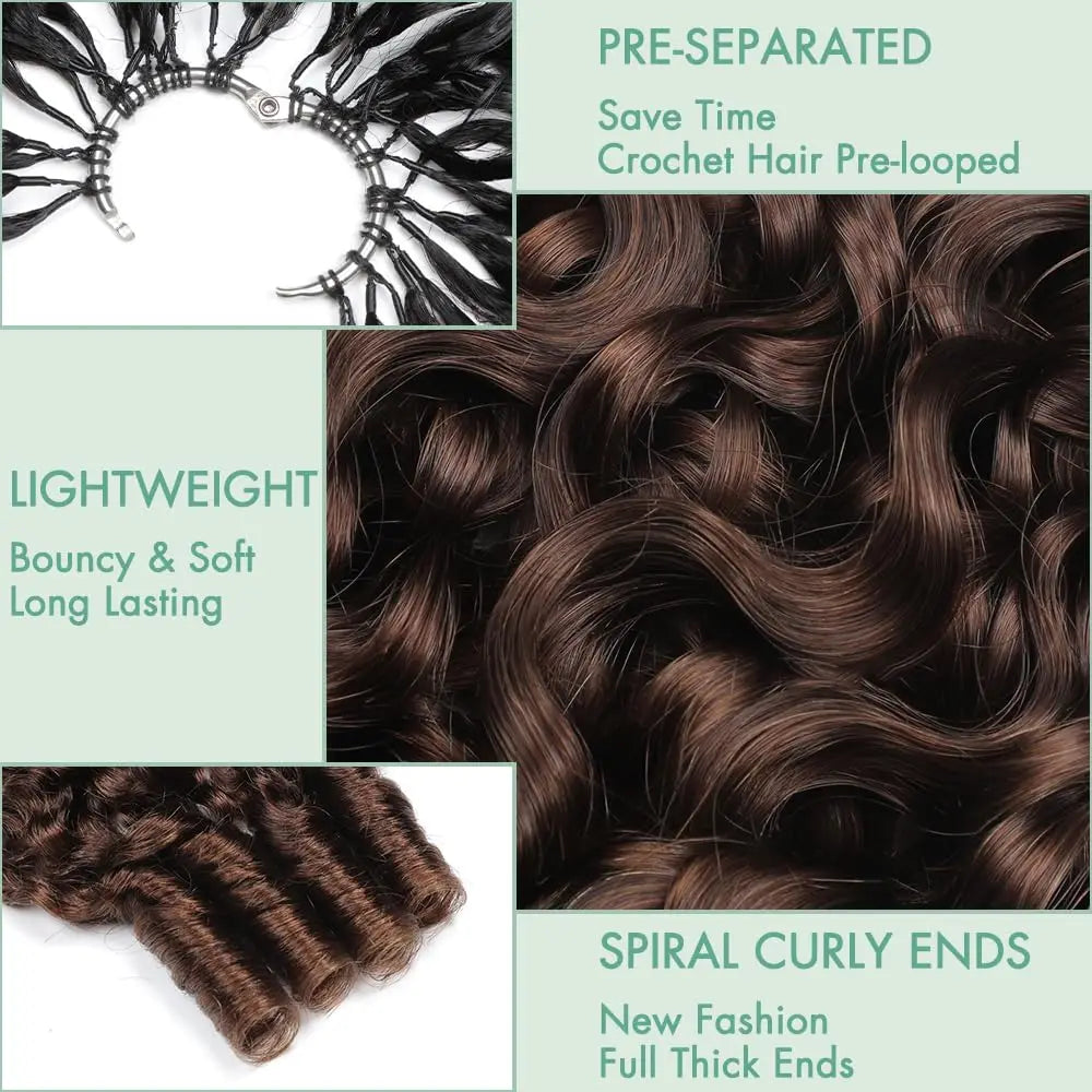 Chocolate Brown Burmese Curly Human Hair Crochet Extensions for Women