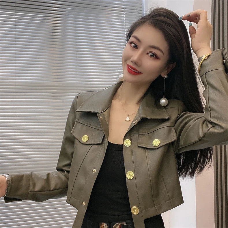 2025 Autumn New Short Style Coat Women's Leather Jacke Clothing