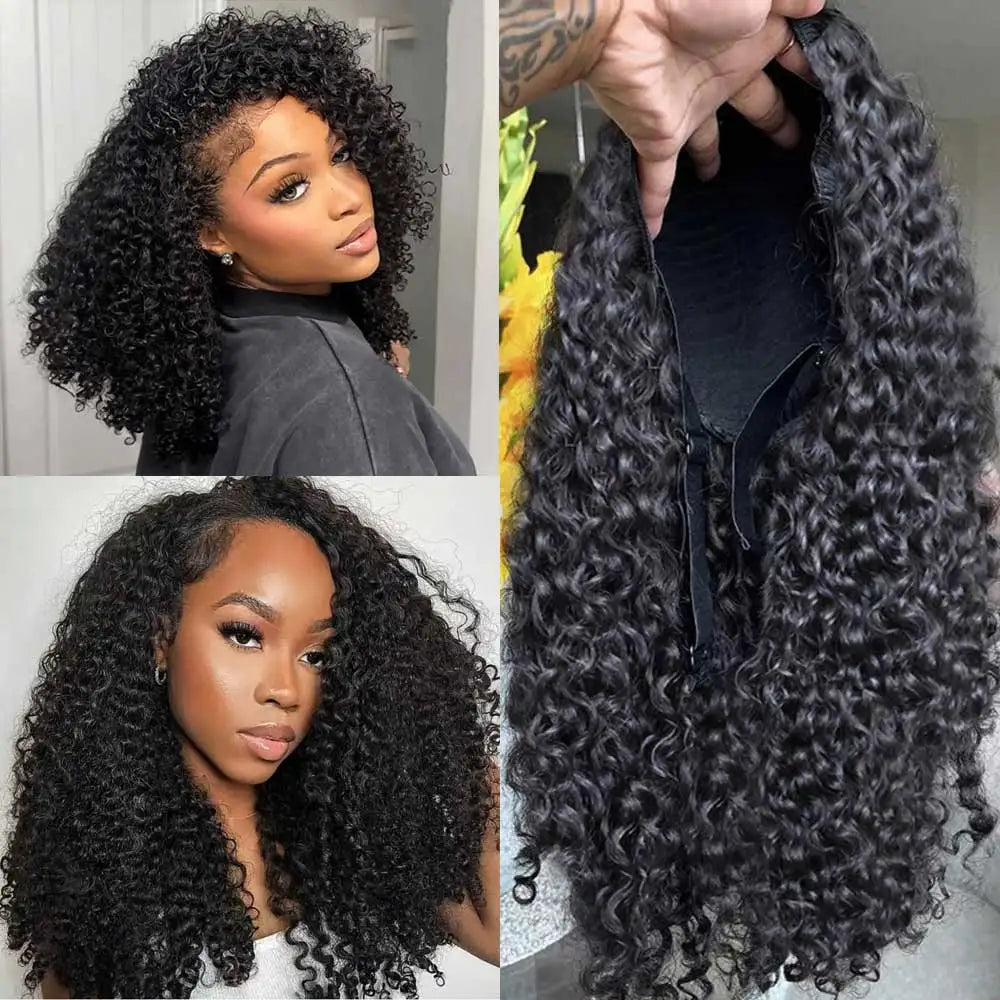 Long Water Wave Human Hair Headband Wig