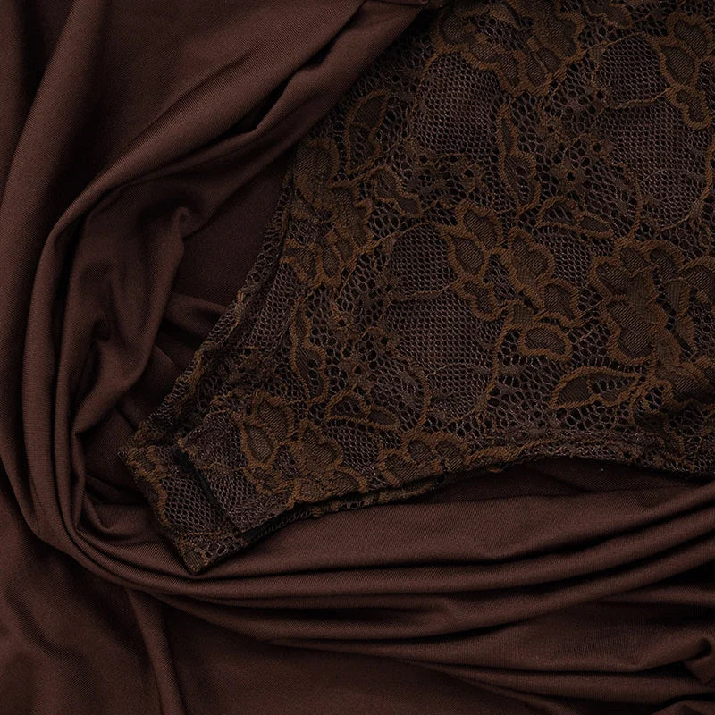 One Shoulder Lace Backless Maxi Dress