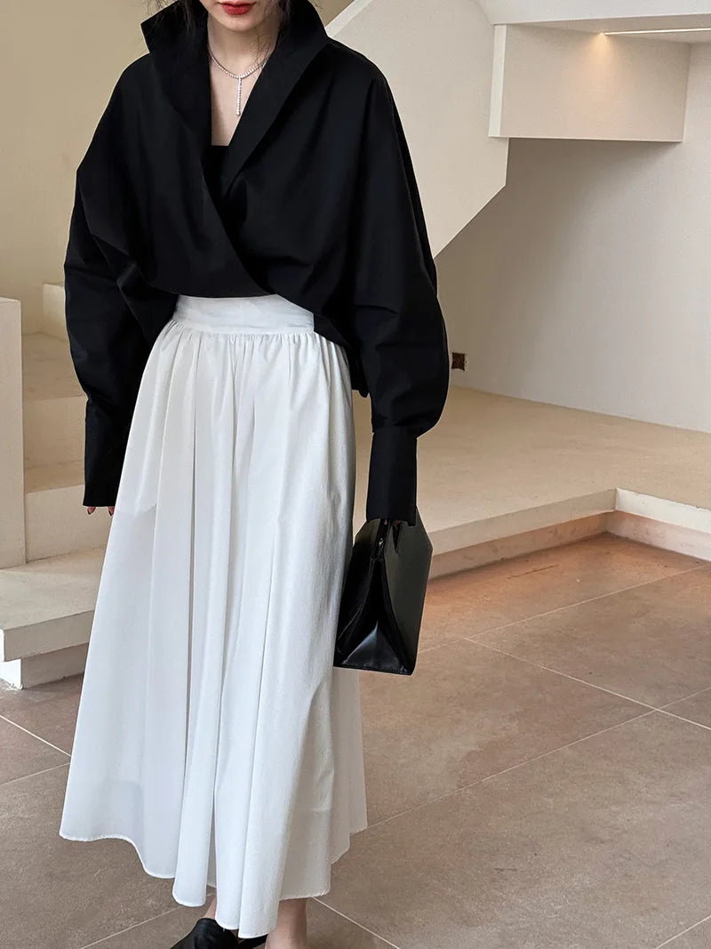 Batwing Sleeve Stand Collar Blouse