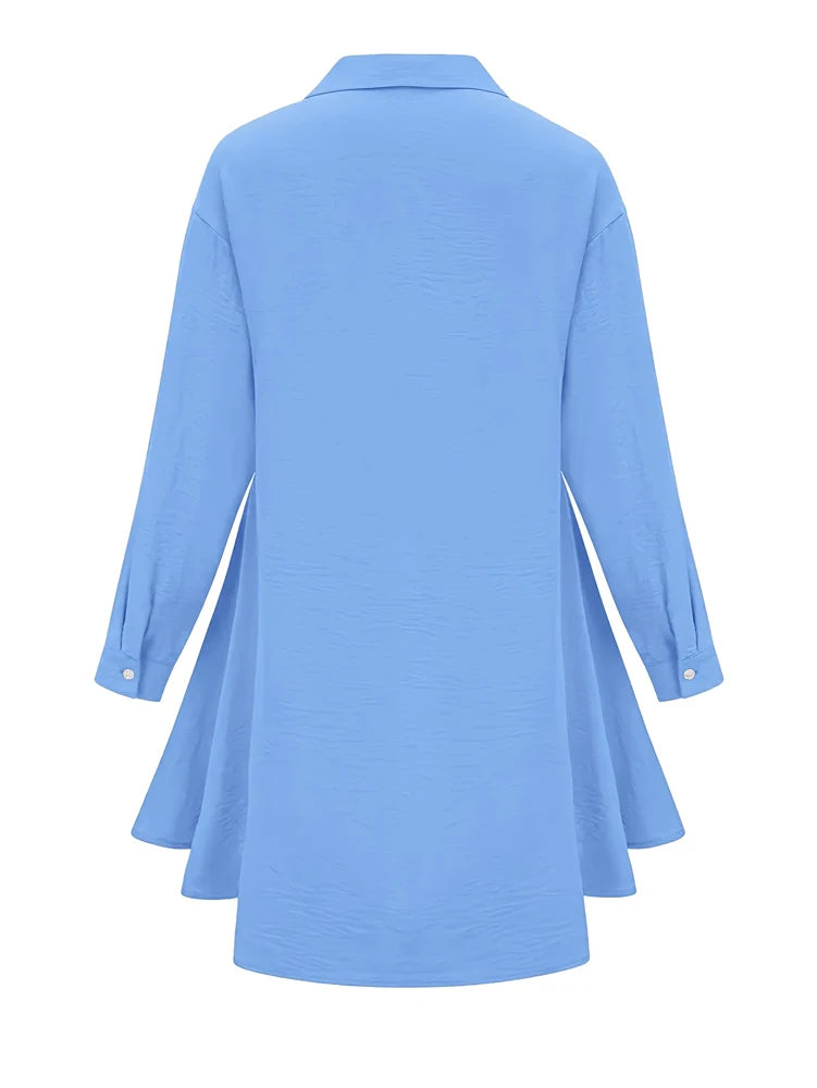 Plus Size 2025 Spring Summer New Women's Solid Color Single Breasted Lapel Tops Long Sleeve Loose Casual Shirt